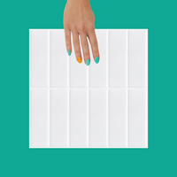 Thumbnail for White stacked subway tiles that are peel and stick