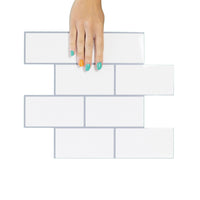 Thumbnail for Subway Wall Tile | White with Dark Grey Grout