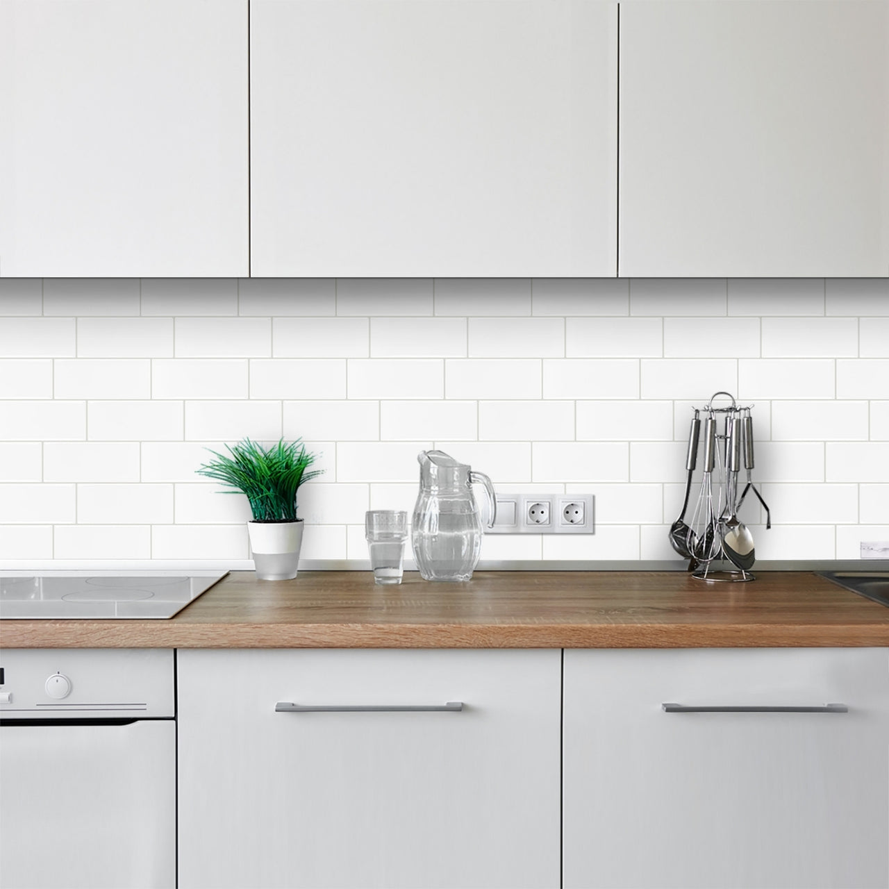 Subway Wall Tile | White with Grey Grout