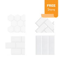 Thumbnail for Sample pack of white peel and stick tiles with white grout