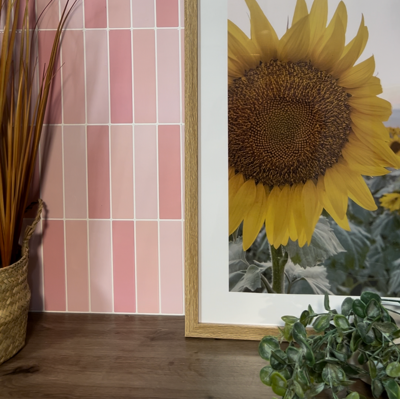 Kit kat tiles pink feature wall