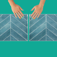 Thumbnail for Blue chevron peel and stick tiles installation