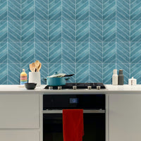 Thumbnail for blue chevron peel and stick tiles kitchen