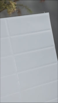 White stacked peel and stick subway tiles installation video