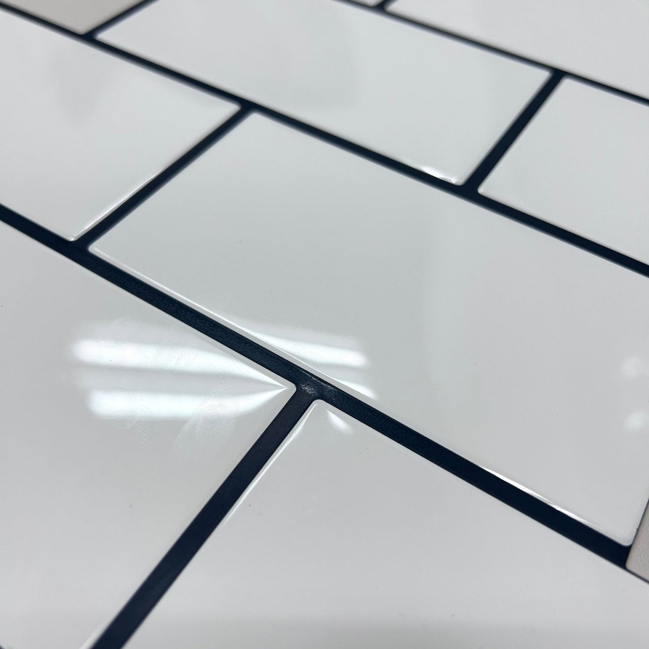 White subway vinyl wall tile in 3D