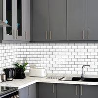 Thumbnail for White peel and stick subway tile in kitchen