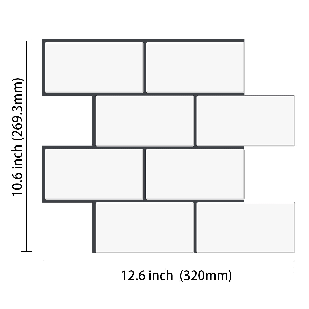 White subway tile measurements