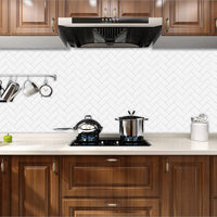 Thumbnail for Herringbone Wall Tile | White with White Grout