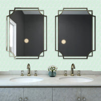 Thumbnail for Mint green hexagon peel and stick tiles above a bathroom vanity