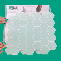Thumbnail for 4-pack of mint green peel and stick hexagon tiles