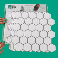 Thumbnail for 4 white hexagon peel and stick tiles per package