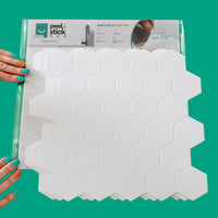 Thumbnail for 4-pack of white hexagon peel and stick wall tiles