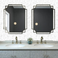 Thumbnail for White hexagon tiles above bathroom vanity