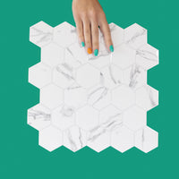 Thumbnail for white and grey marble hexagon tile