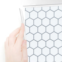Thumbnail for White edge trim applied around white hexagon tiles