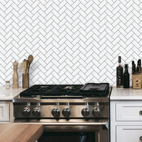 Thumbnail for Kitchen splash back of white herringbone tiles