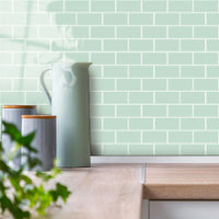 Thumbnail for Subway Wall Tile | Mint Green with White Grout