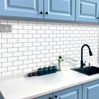 Thumbnail for White subway bathroom tiles with grey grout